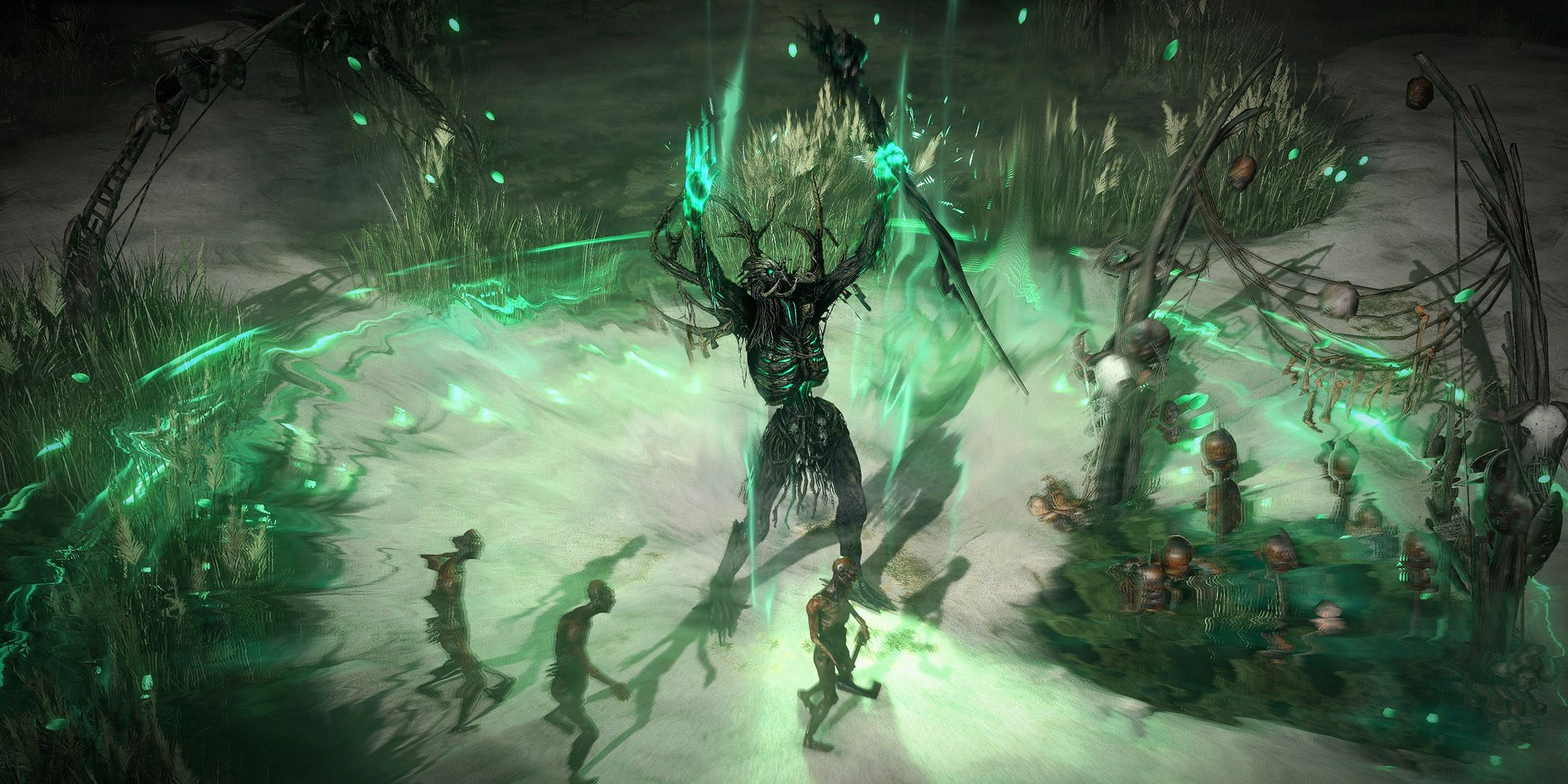 PoE2 dark dungeon scene — the endgame exploration environment