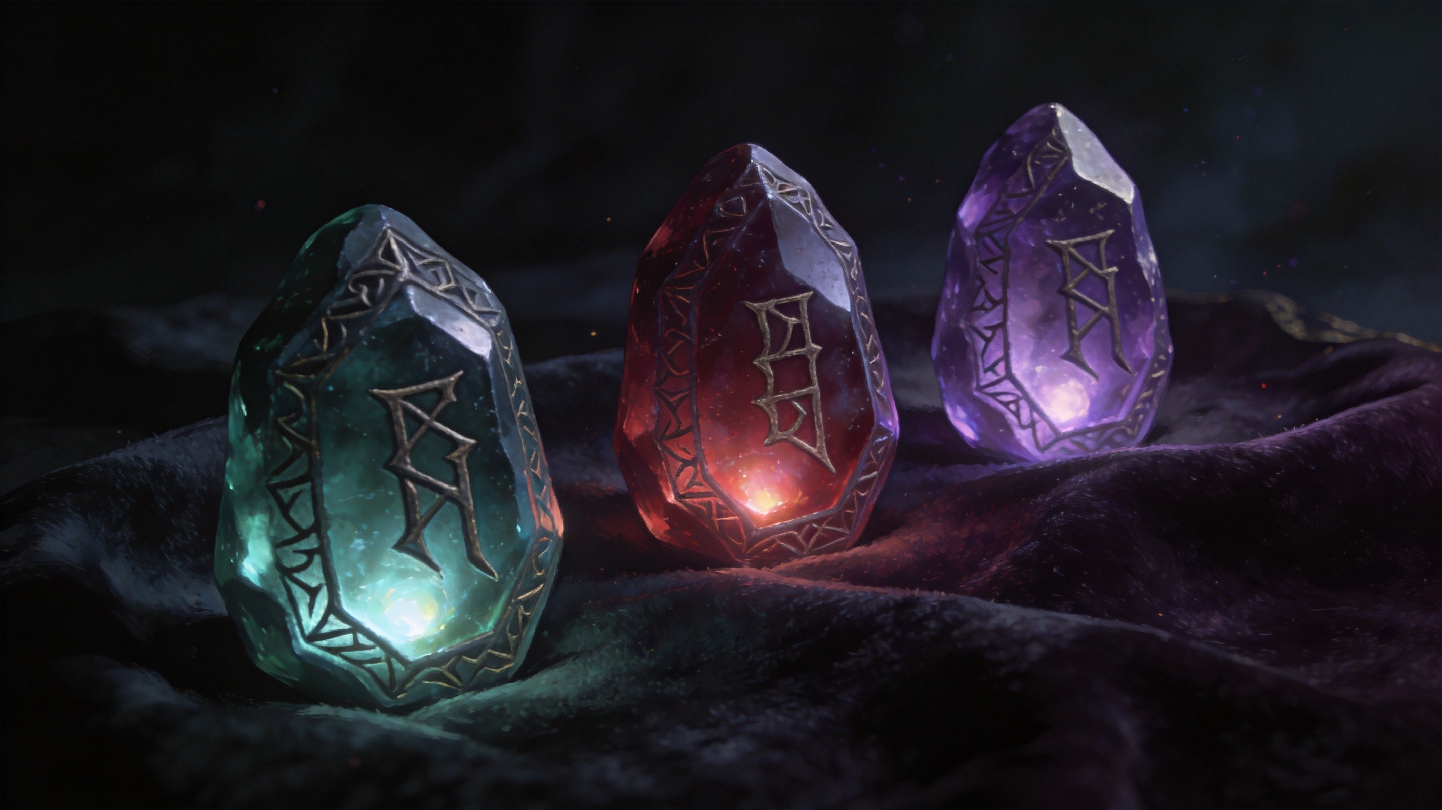An ancient stone tablet inscribed with glowing runes, half-shrouded in shadow, resting on a pedestal of twisted dark metal