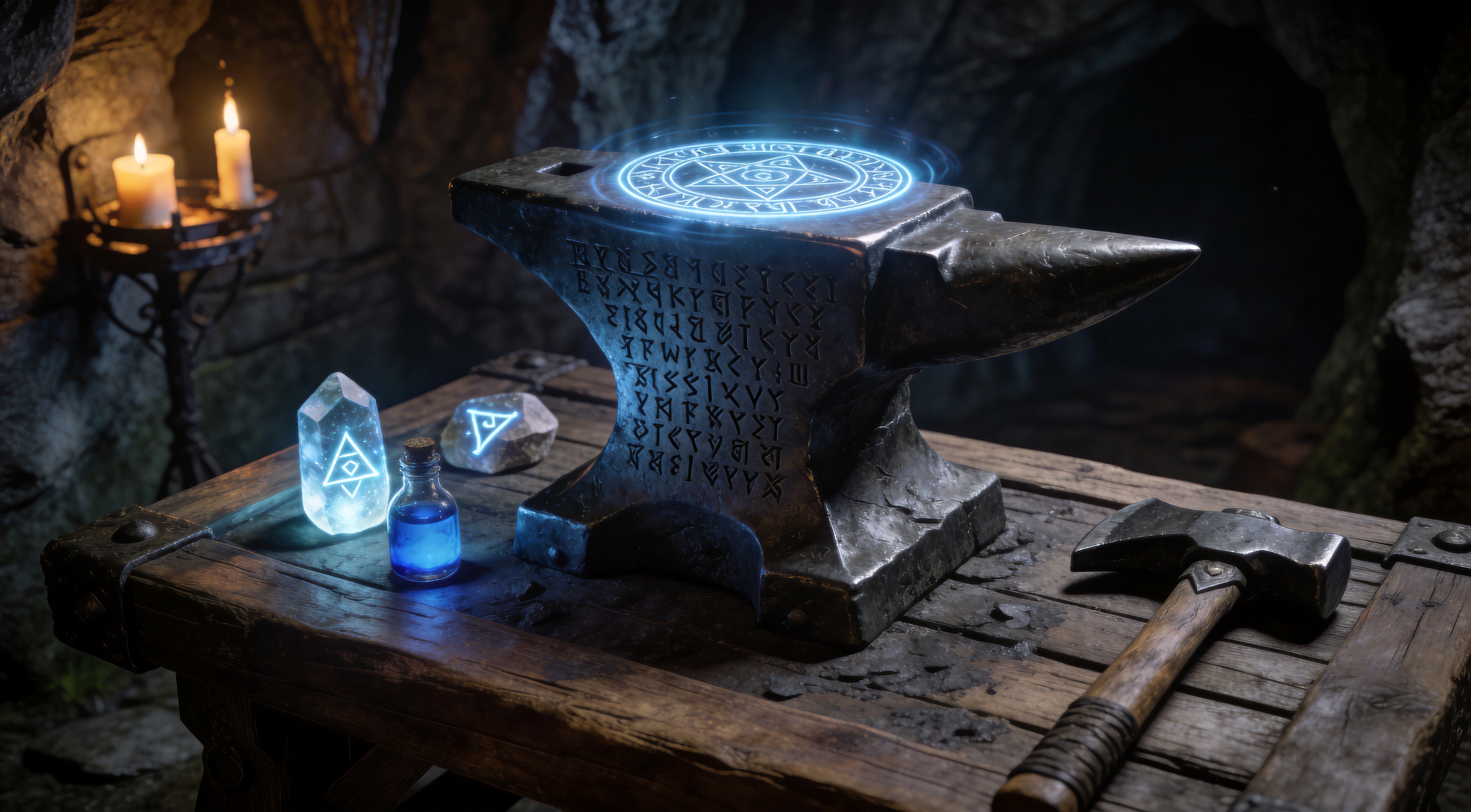 Verisium Anvil in the hideout — the crafting bench for Runic Ward
